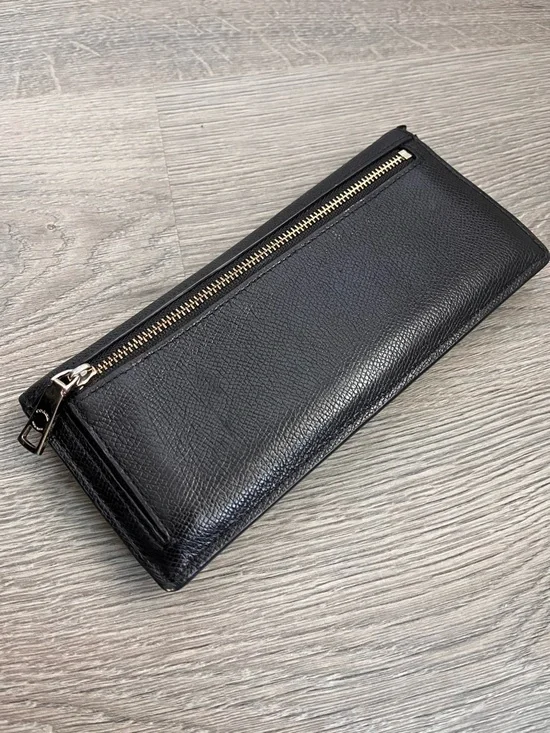 Coach Black Pebbled Leather Foldover Wallet with Logo - Picture 6 of 6
